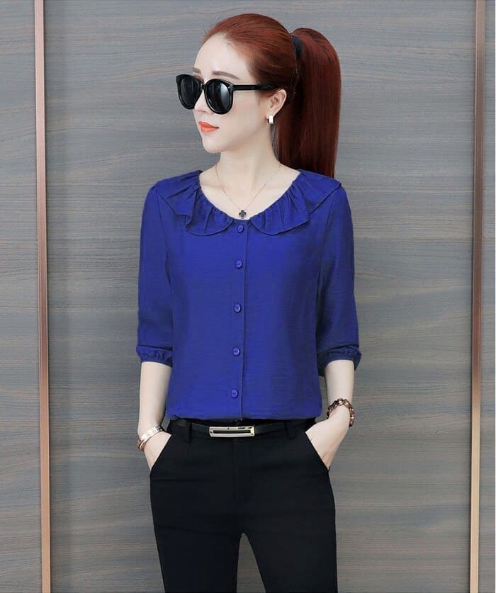 [4.4 Hoàn tiền 15%]Áo sơ mi cổ sen bèo duyên dáng - MS0112A