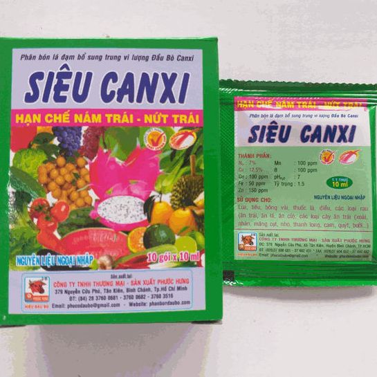 Phân Bón Siêu CANXI (10ml), Canxi Chống Thối Trái, Nứt Trái