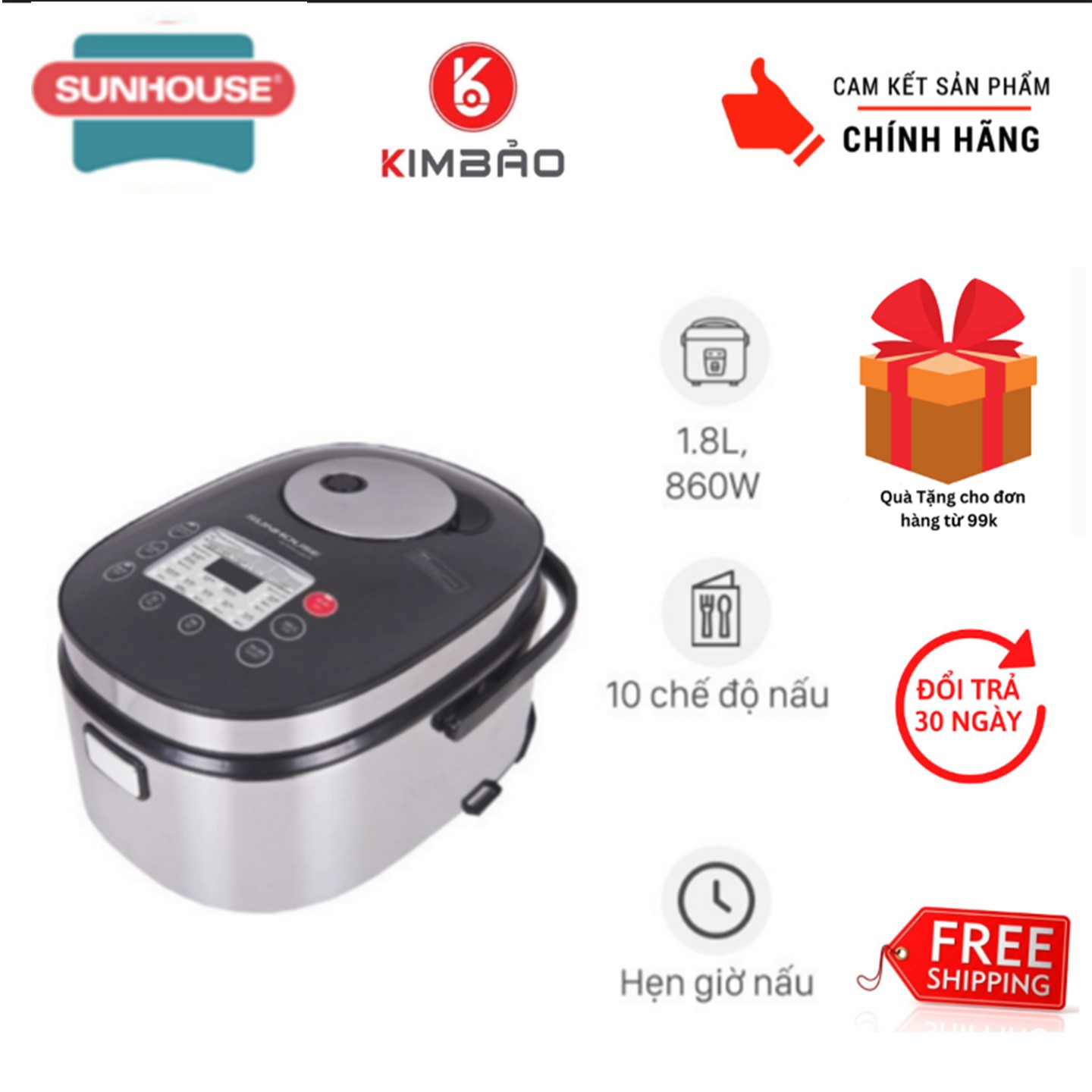 Nồi cơm điện sunhouse mama shd8903 thiết kế đa chức năng đa dạng nấu cơm ngon tiết kiệm điện siêu bền