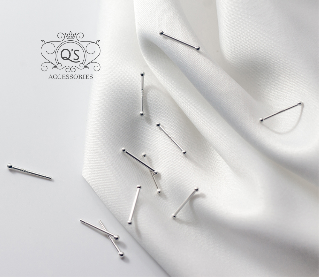 Bông tai bạc 925 giữ lỗ nam nữ hai đầu bi khuyên tròn unisex S925 BASIC QA SILVER Earrings EA190702