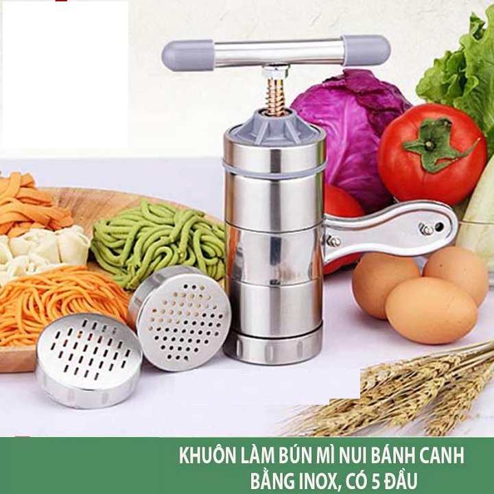 Khuôn làm bún tươi tại nhà ,khuôn làm bún, mì bánh canh bánh lọt đa năng - dụng cụ làm bún mì tươi 5 đầu inox cao cấp