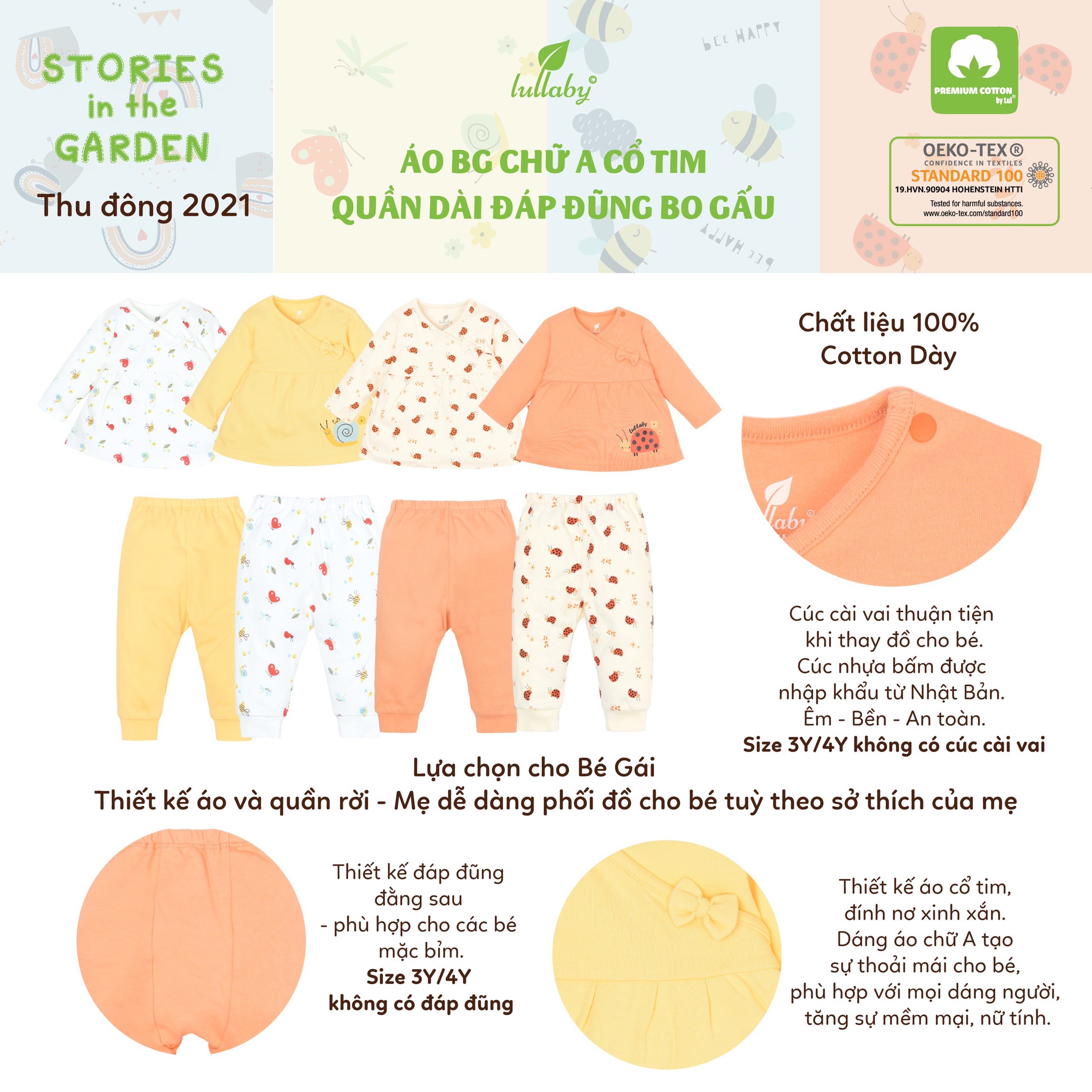 Bộ cổ tim bé gái Lullaby [NH674-675] (Sz 6m-4y)