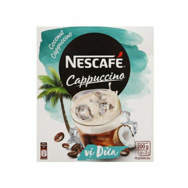 Cà phê hòa tan NESCAFÉ Cappuccino Vị Dừa (Hộp 10 gói x 20g)