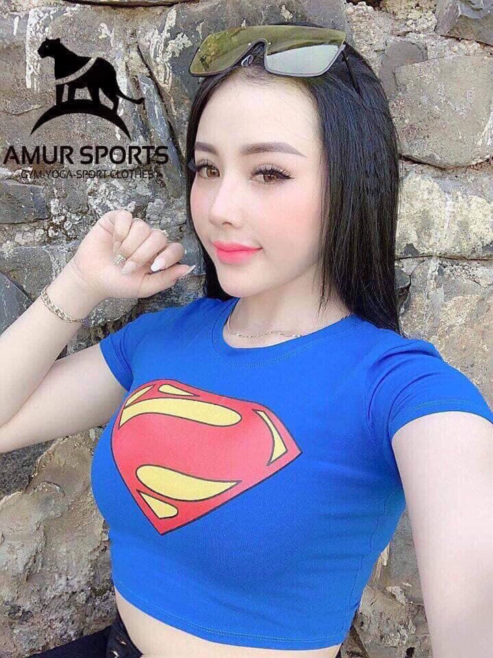 Áo thun lụa crotop in logo siêu nhân siêu chất TTKX0680