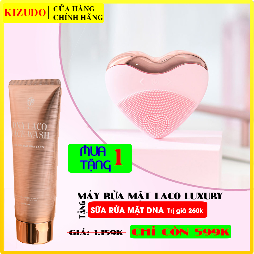 Máy rửa mặt chính hãng, máy massage đẩy tinh chất LACO LUXURY 6 IN 1 Quà Tặng kèm SỮA RỬA MẶT DNA TRỊ GIÁ 260K.KIZUDO
