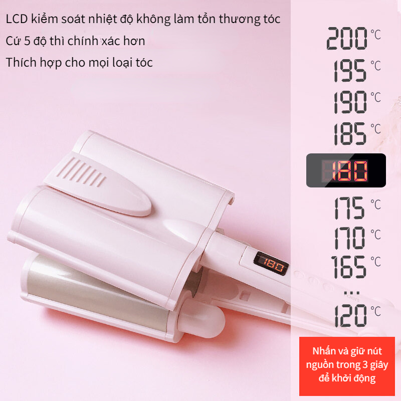 POCKETOP Máy uốn tóc lượn sóng 3 trục