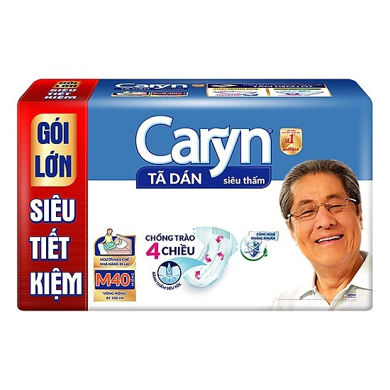 [GÓI SIÊU TIẾT KIỆM] Tã Bỉm Dán Người Lớn Caryn Siêu Thấm M40/M-L40 Miếng