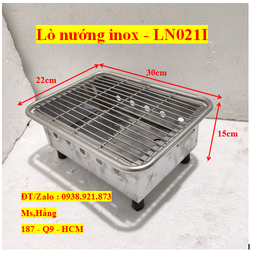 [HCM]Lò Nướng Than Inox Có Chân Thấp LN021I - KT 30x22x15cm