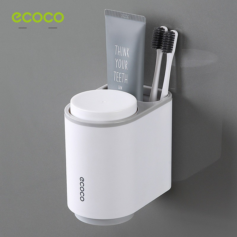 Kệ đựng bàn chải đánh răng Ecoco 2 Cốc dán tường