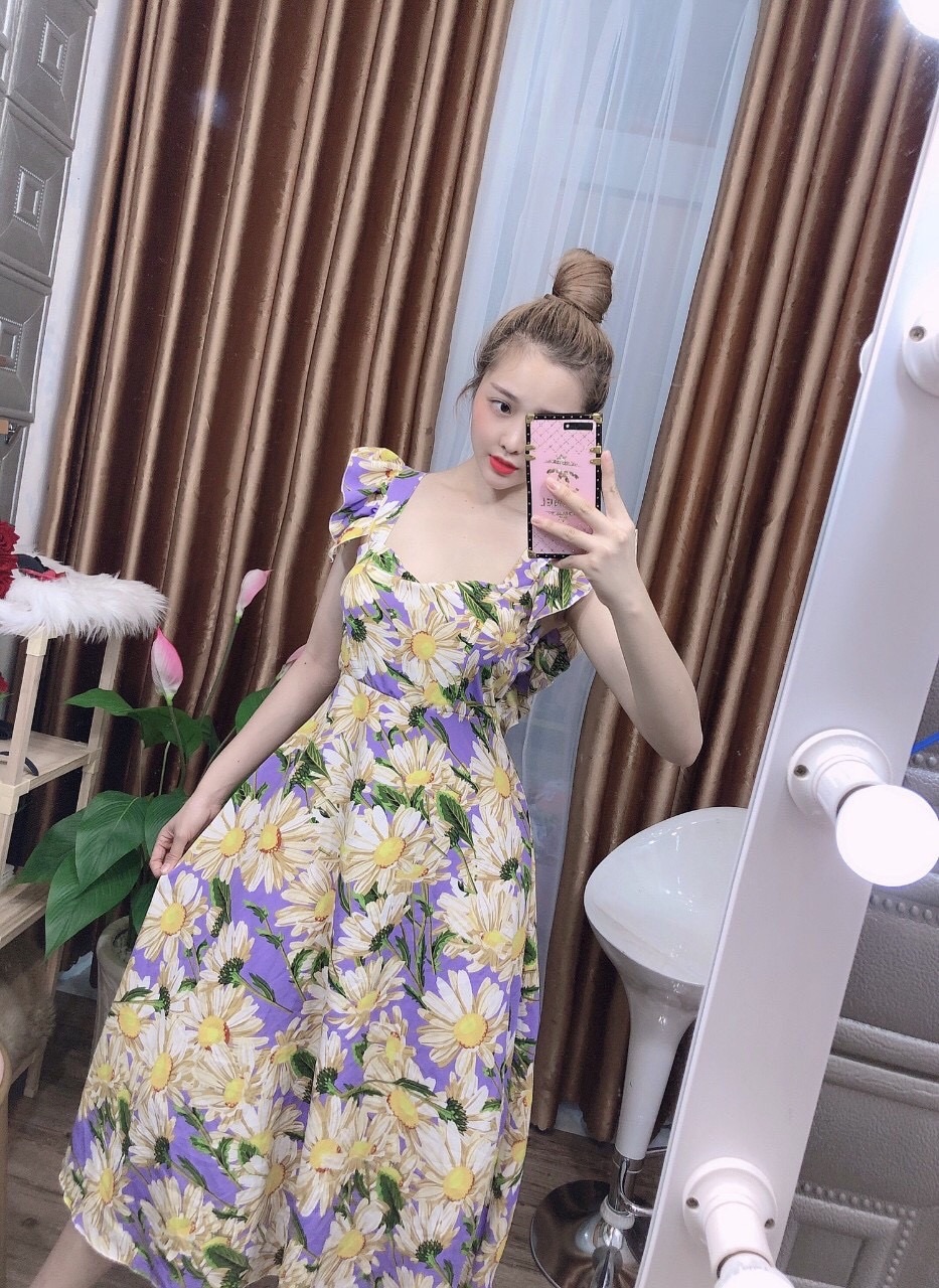 [HCM]Đầm maxi hoa chéo lưng - hình thật - P&T Shop