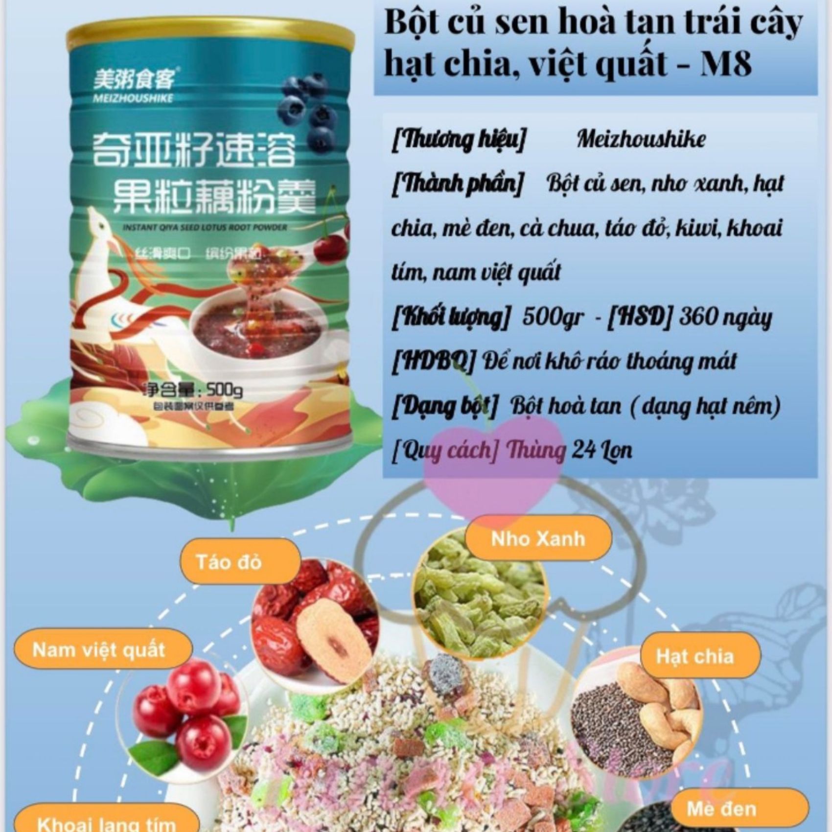 1 HỘP 500gr  Bột củ sen dưỡng nhan