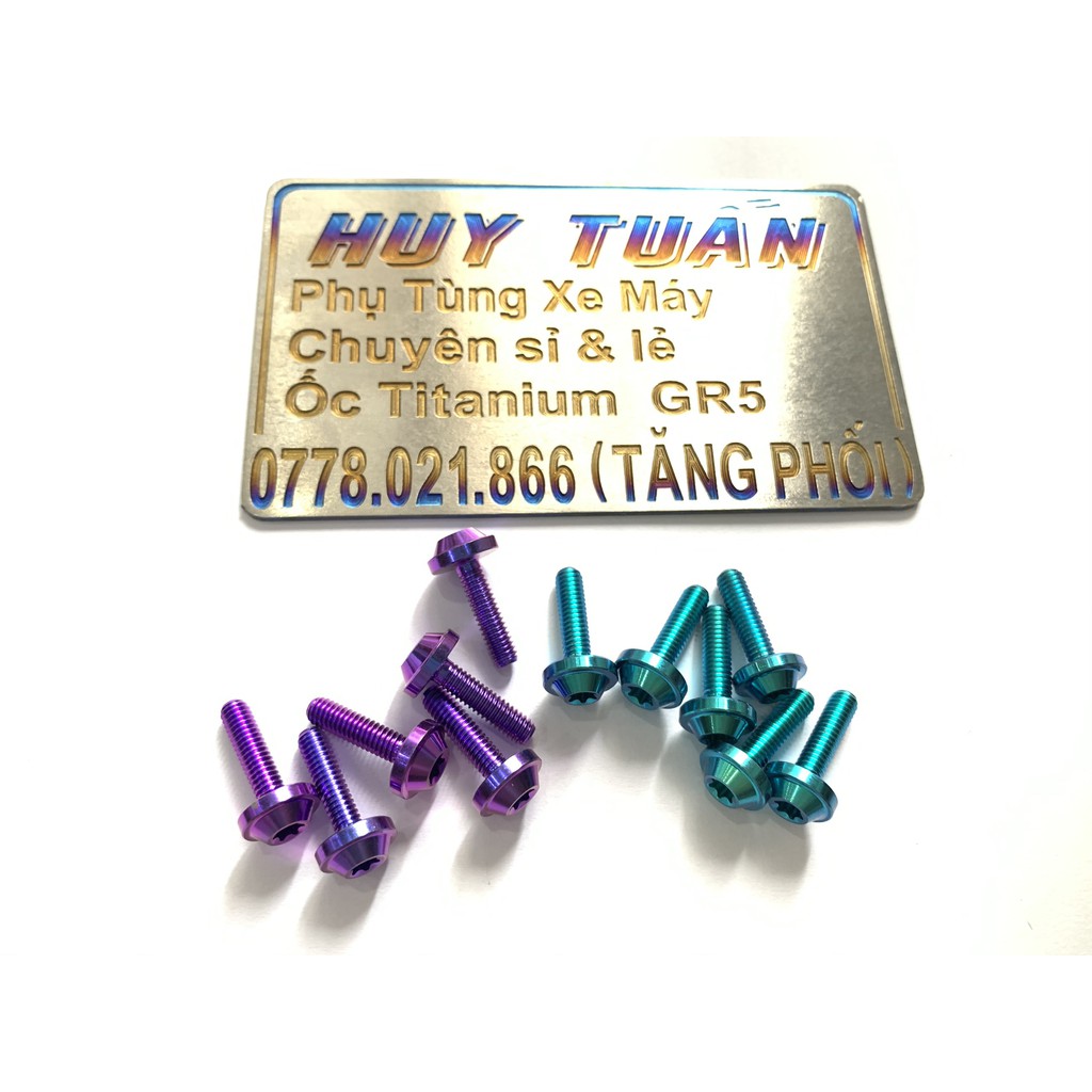 Combo 10 con Ốc 4li15 dù nhỏ Titan Gr5 cao cấp , ốc titan 4li gắn nắp dầu các dòng xe
