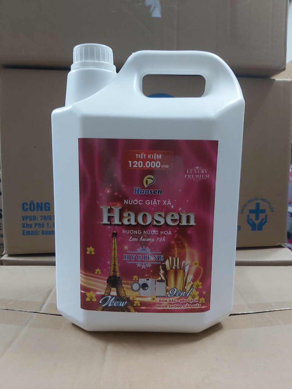Nước Giặt Xả Quần Áo 2 in 1 Haosen 5000ml (5 lít) - Tẩy sạch mọi vết bẩn lưu hương lâu 72h