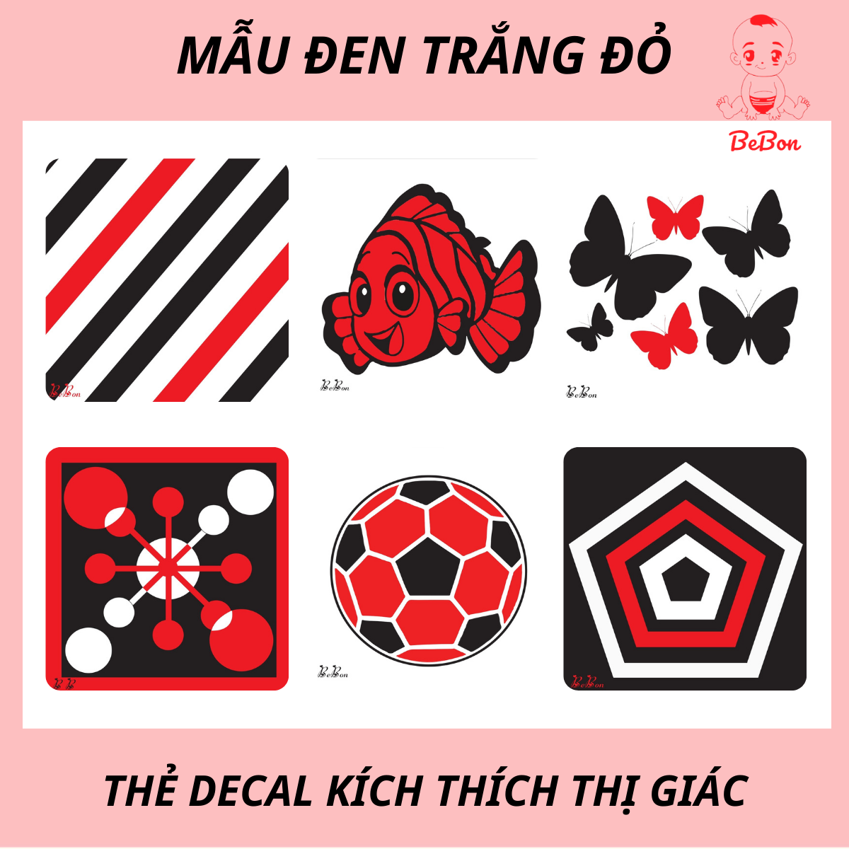 Bộ Thẻ Decal Kich Thích Thị Giác Cho Trẻ Sơ Sinh