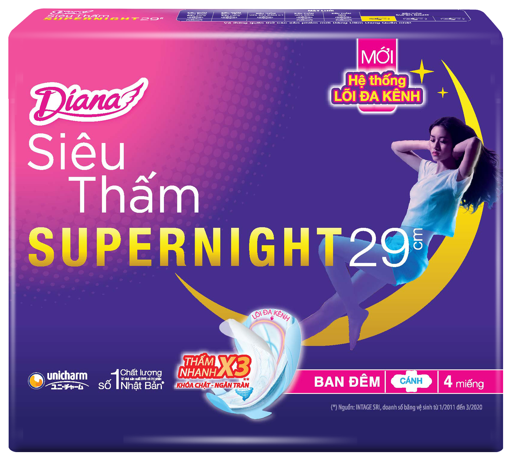 Băng Vệ Sinh Diana Siêu Thấm Supernight 29cm - 4 Miếng (Che tên sản phẩm khi giao hàng)