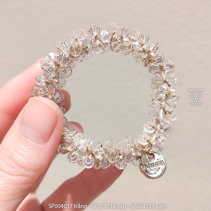 Dây cột tóc nữ đính đá pha lê lấp lánh phong cách Hàn Quốc phụ kiện tóc Cloe Accessories