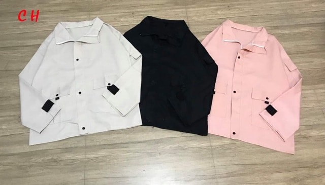 [HCM]Áo khoác kaki túi hộp nút bấm cổ bẻ