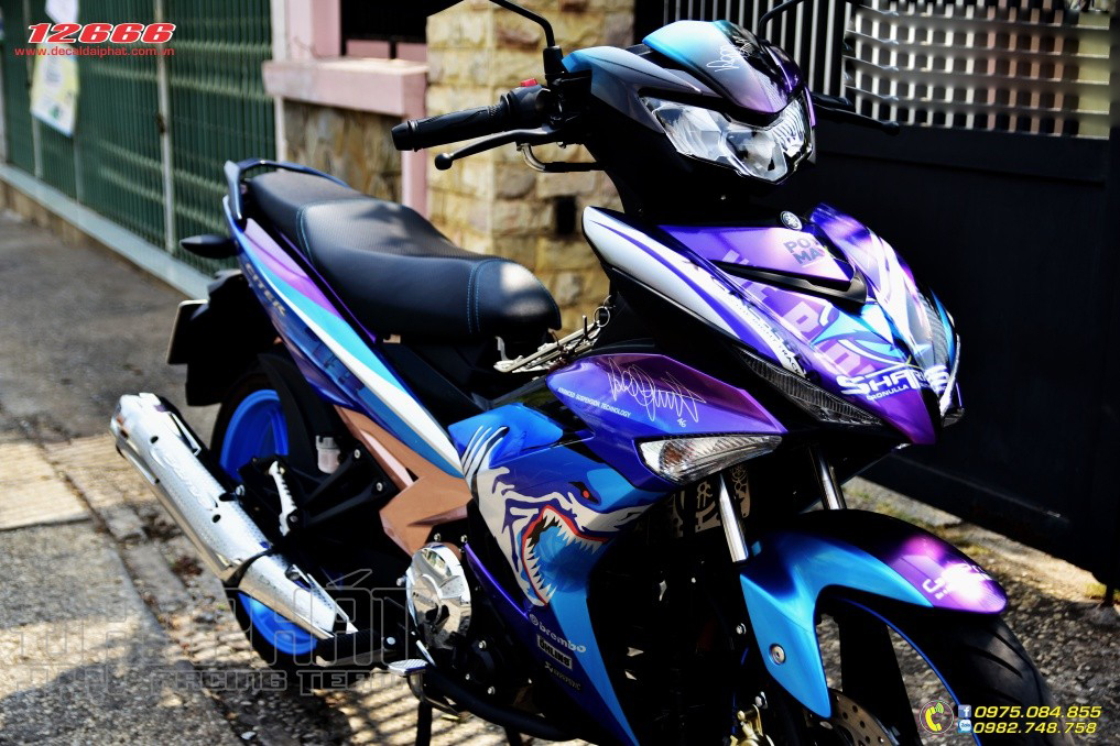 Tem trùm exciter 150 cá mập xanh tím, tem exciter 150, team trùm exciter 150, tem xe exciter 150, team trùm ex 150, team xe exciter 150 cá mập xanh tím