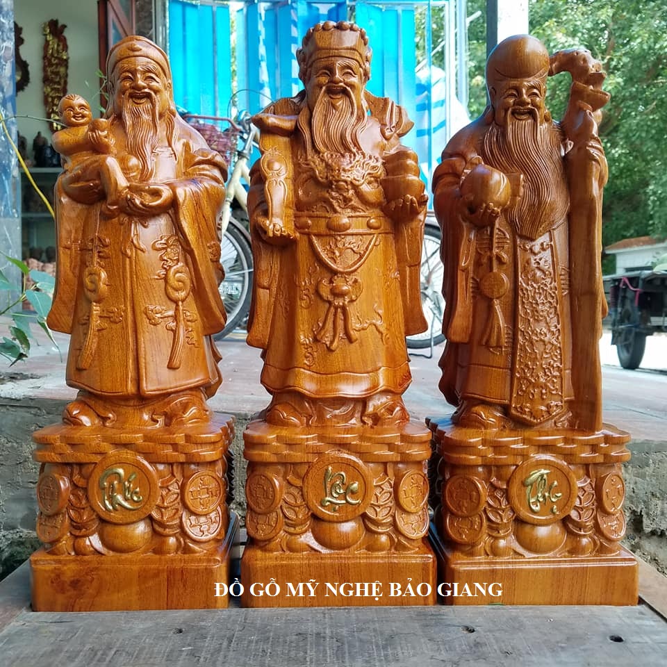 Tượng tam đa gỗ hương cao 40 cm