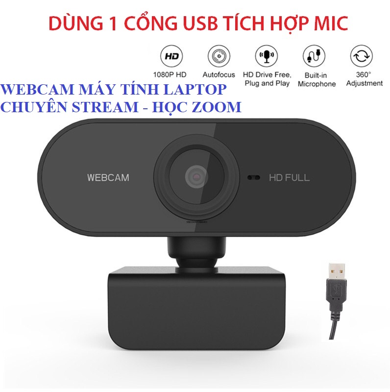 Webcam máy tính full hd 1080p full box siêu nét dùng cho máy tính laptop dễ sử dụng PD0070