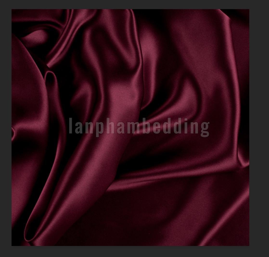 ( Lụa Loại 1) Bộ 4 Món Ga Gối Phi Lụa Lan Pham Bedding Hàng Loại 1 Mát Mịn - Đỏ Đô