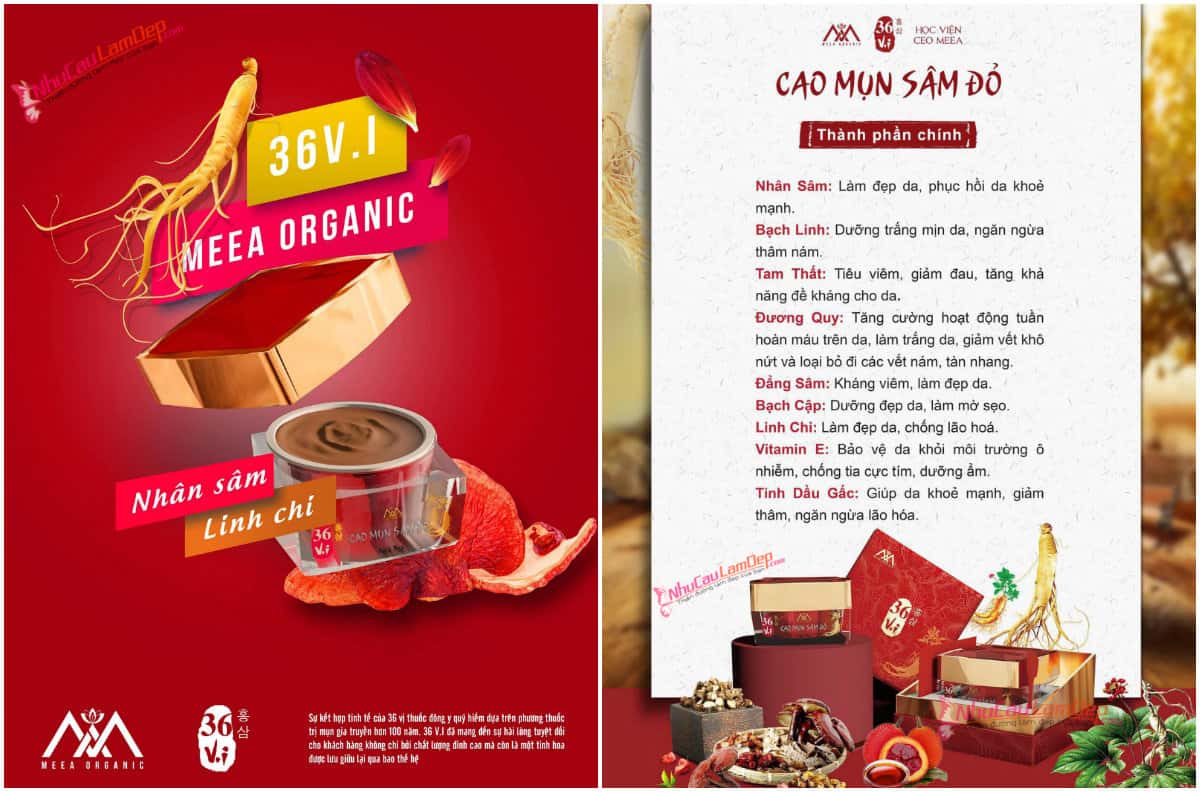 Combo sữa rửa mặt sâm đỏ  va cao mụn sâm đỏ 36 vị