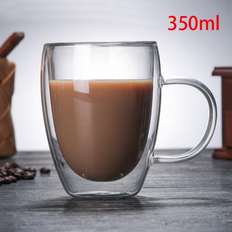 Ly thủy tinh 2 lớp cách nhiệt có tay cầm sang trọng