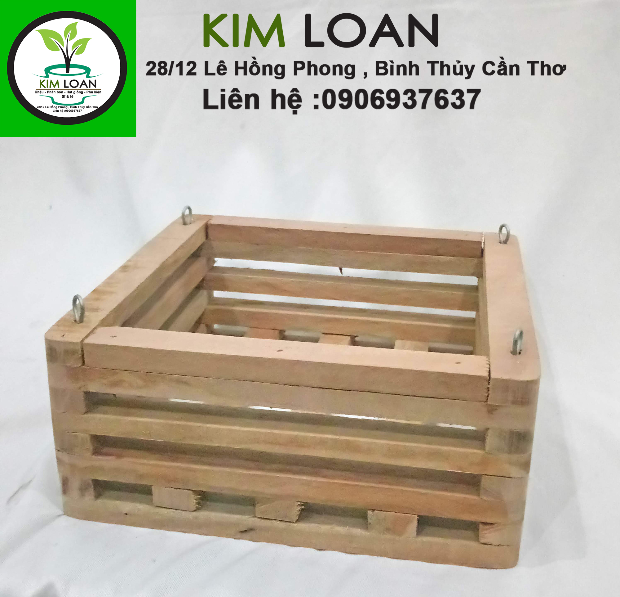 Chậu lan gỗ vuông 20x9cm