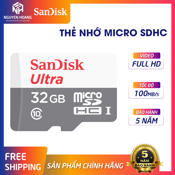 Thẻ nhớ microSDHC Sandisk 32GB upto 100MB/s 533X Ultra - Sản Phẩm Chính Hãng - Bảo Hành 5 Năm