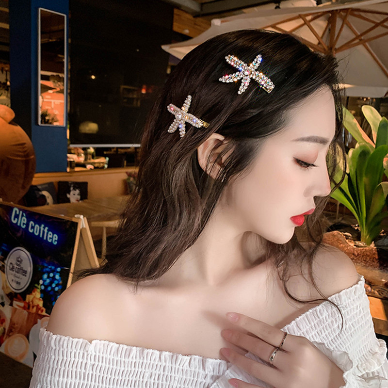 [HCM]Set kẹp tóc sao biển đính hạt và đính đá ( 02 kẹp)TOC15