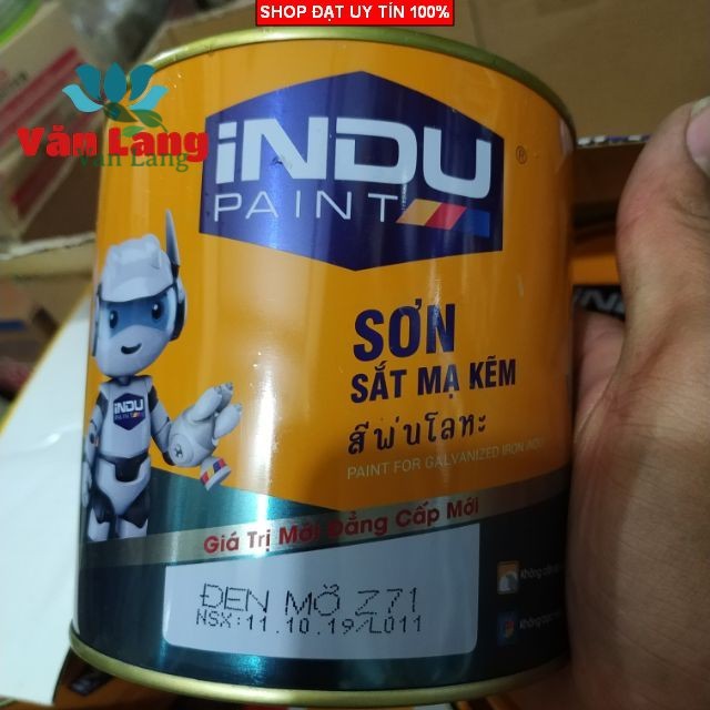 Sơn sắt mạ kẽm indu 800ml màu đen mờ z 71, bám dính siêu tốt, bền màu