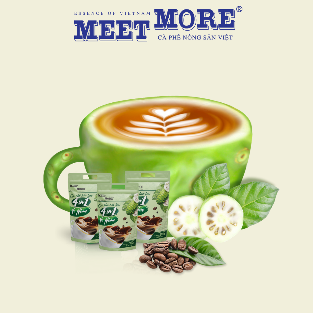 Hộp Cà Phê Hòa Tan Vị Nhàu Meet More (15 Gói/ 18 Gram) - Không Say, Không Mất Ngủ