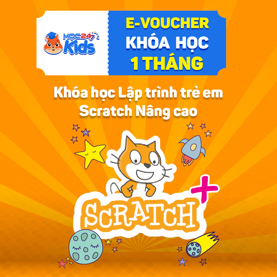 Toàn quốc [E-voucher] Combo 3 khóa học Lập trình Scratch, Scratch+, Python (1 tháng) - App HOC247 Kids