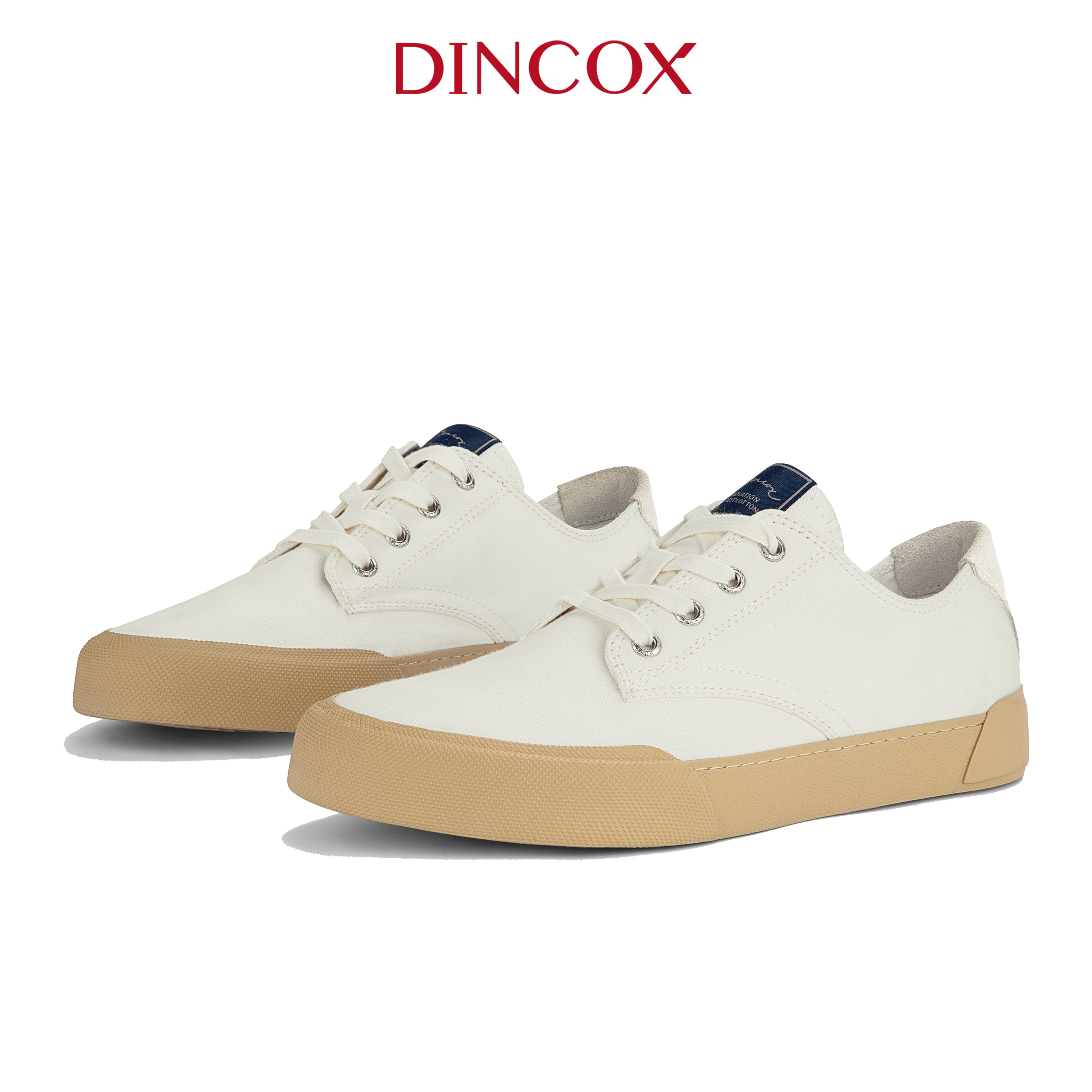 Giày Sneaker Dincox Vải Canvas Nam Nữ E22 White