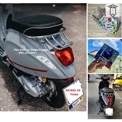 Đế Biển Số Inox Vespa Cờ ý