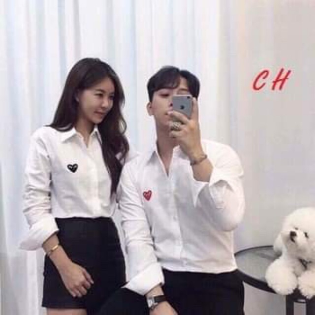 Sản phẩm ( Kèm ảnh thật ) Áo sơ mi thêu tim