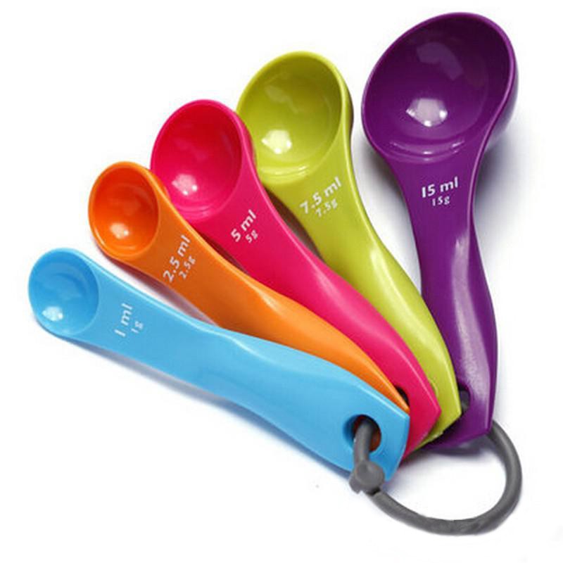 Bộ 5 Thìa Muỗng Đong Định Lượng Nhiều Màu Sắc Nhựa Chuẩn Từng Gam Làm Bánh Bột Pha Chế