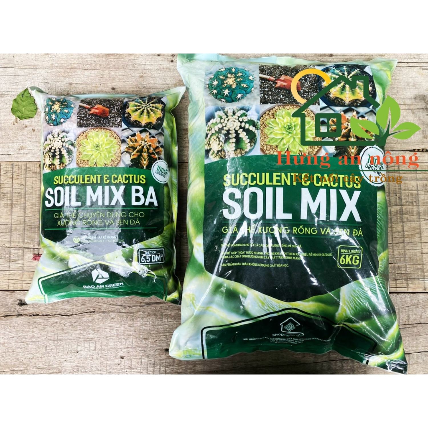 Bao 15 lít - Soil Mix Ba đất trộn hữu cơ chuyên trồng sen đá xương rồng - bao 6kg