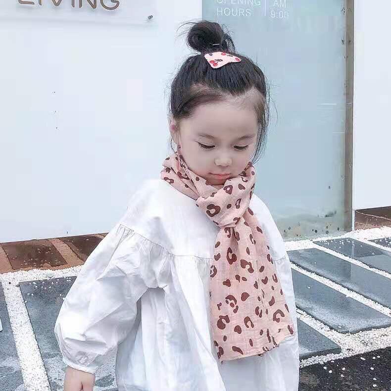 SALE Khăn choàng cổ vải Cotton & lanh thông thoáng in hình cho bé gái thêm xinh