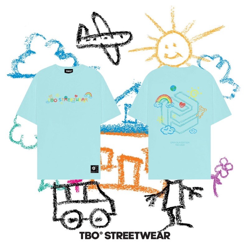 LUCKÁo thun tay lỡ Unisex CRAYON TBO