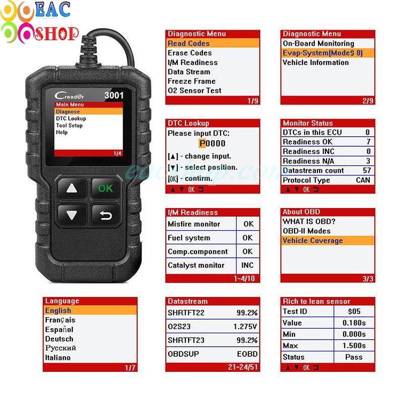 Máy đọc lỗi động cơ đa năng LAUNCH Creader 3001 / CR3001 OBD II - EACSHOP