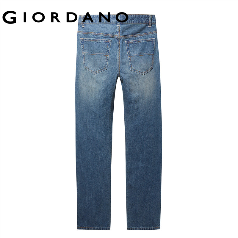 Quần jean dài Giordano 01116035 cạp vừa ống suông chất liệu denim công nghệ whisker thời trang trẻ trung dành cho nam