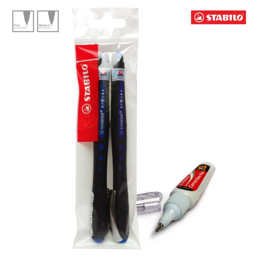 Combo bộ 2 bút bi ký STABILO bl@ck nét 0.7/1mm BLK