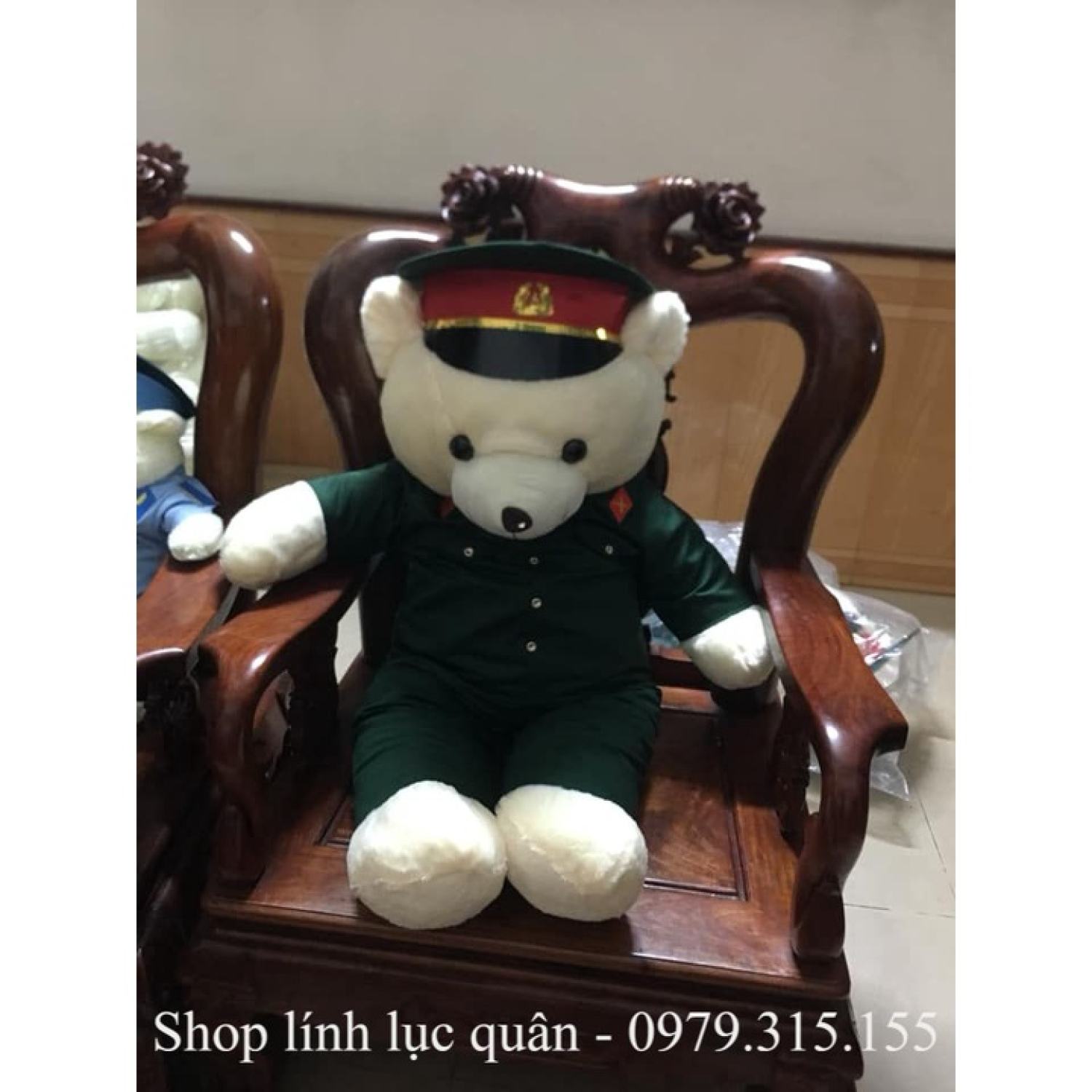 gấᴜ bông Quân đội Bộ đội Lục quân 1.2m ( có in tên, tiết, quân hàm)