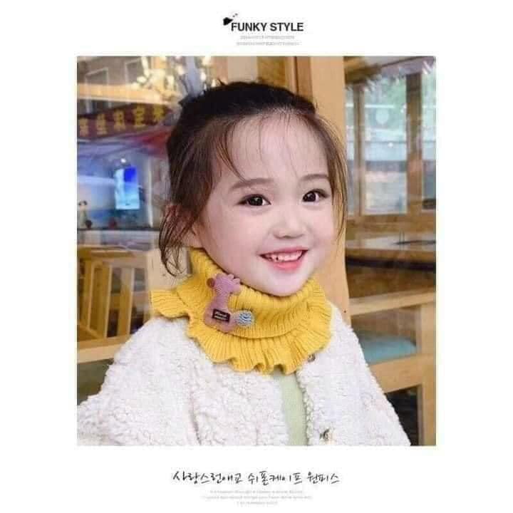 Khăn len cổ nhún dạng ống hình hươu cho bé