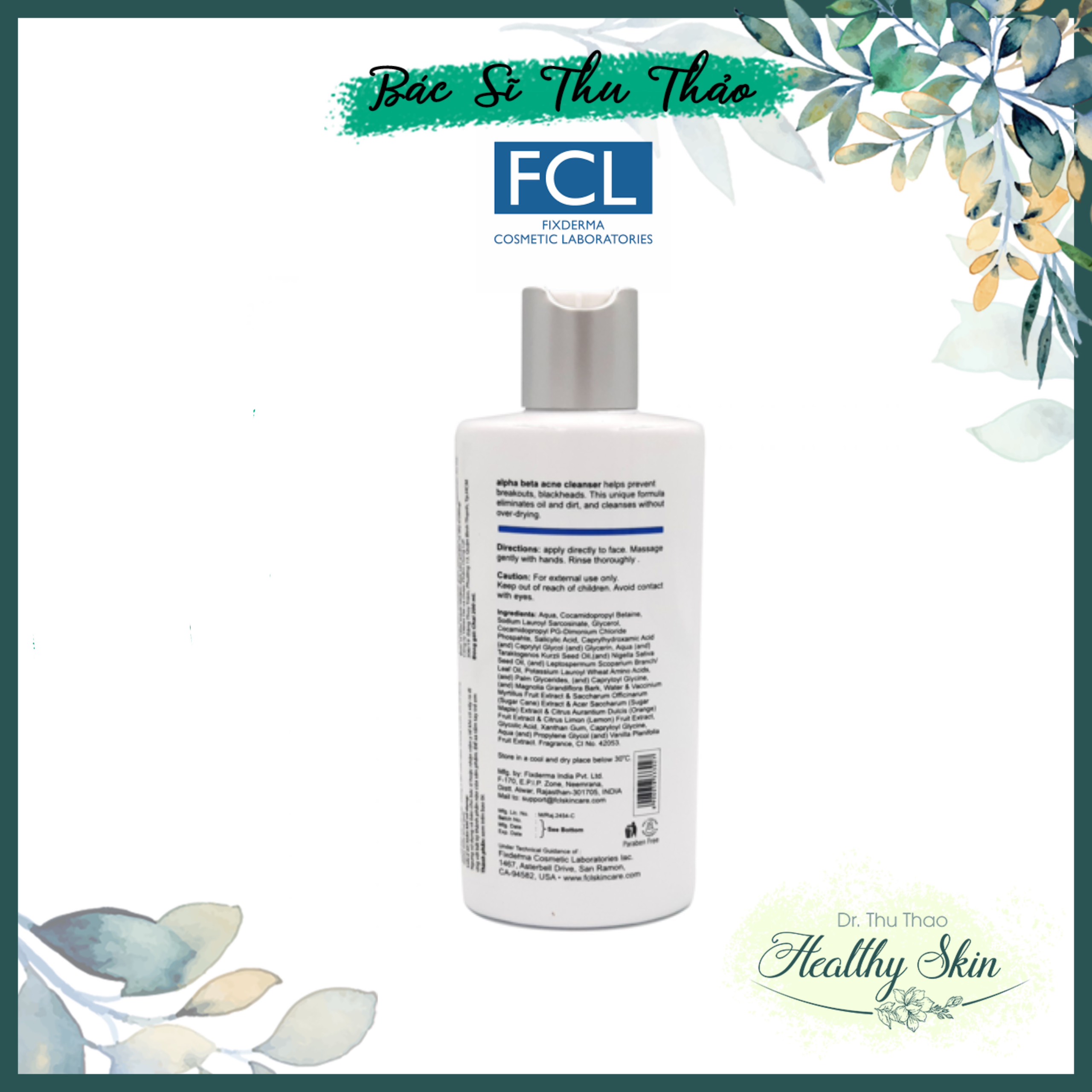 [HCM][200mL] SỮA RỬA MẶT FIXDERMA FCL ALPHA BETA CLEANSER