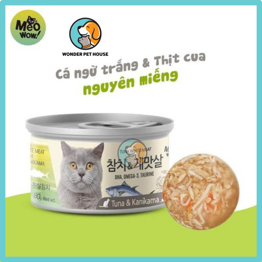 Pate MEOWOW cho mèo lon 80g - Thịt cá thật