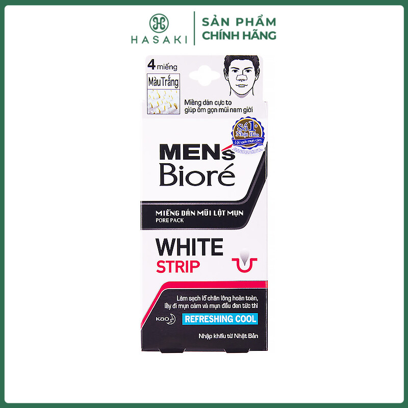 Miếng Dán Mũi Lột Mụn Men's Bioré Pore Pack Black Strip Refreshing Cool 4 Miếng Hasaki