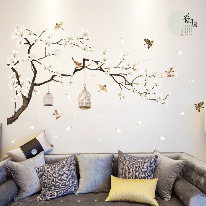 Sticker Tranh Dán Tường, Decal dán tường hoa đào trắng Sticker Tranh Dán Tường SK2022AB