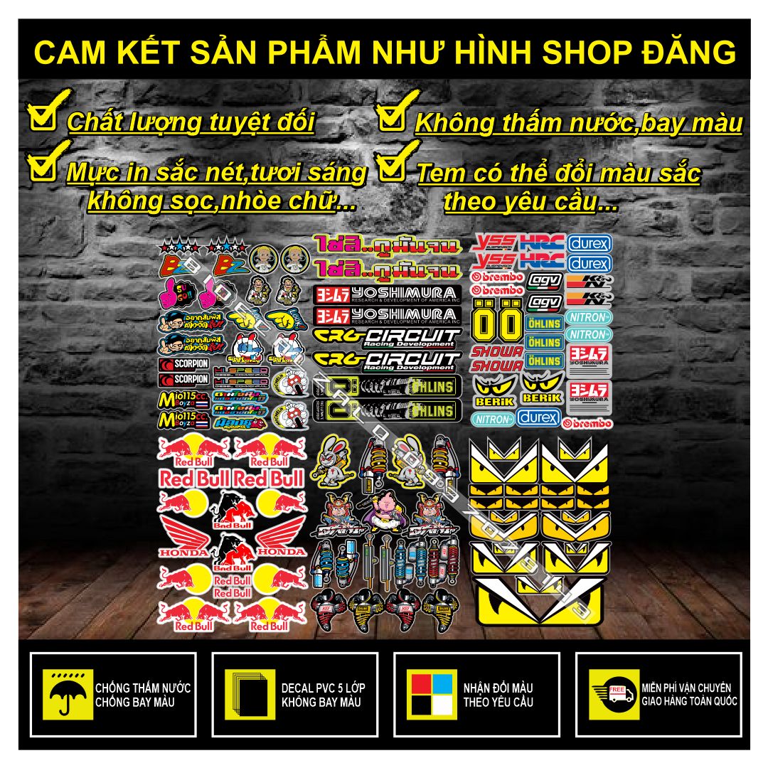 Combo 0.5M tấm tem dán trang trí xe máy